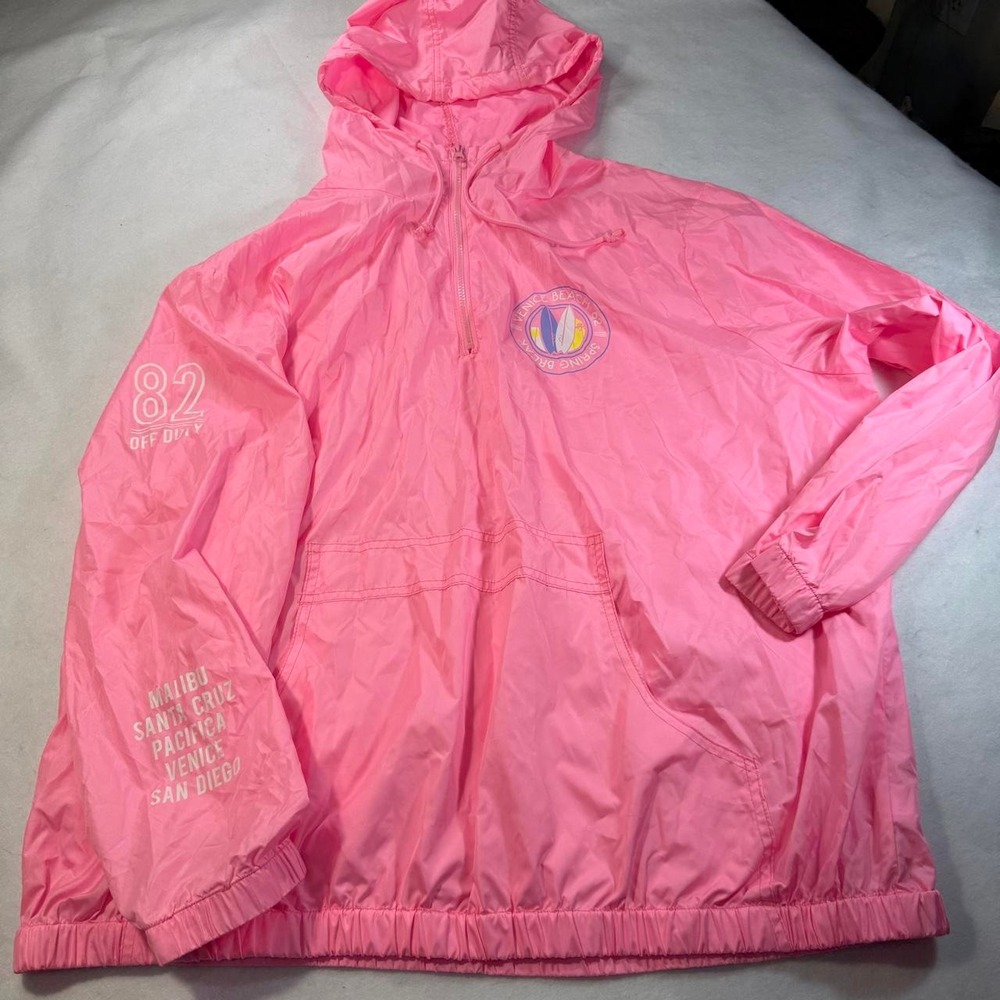 Flirtitude Active Pink Venice Beach Windbreaker Anorak XL XXL Y2K Surf Pullover